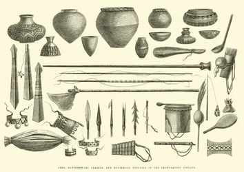 Armi, vasi di terracotta e utensili domestici degli indiani Chontaquiro